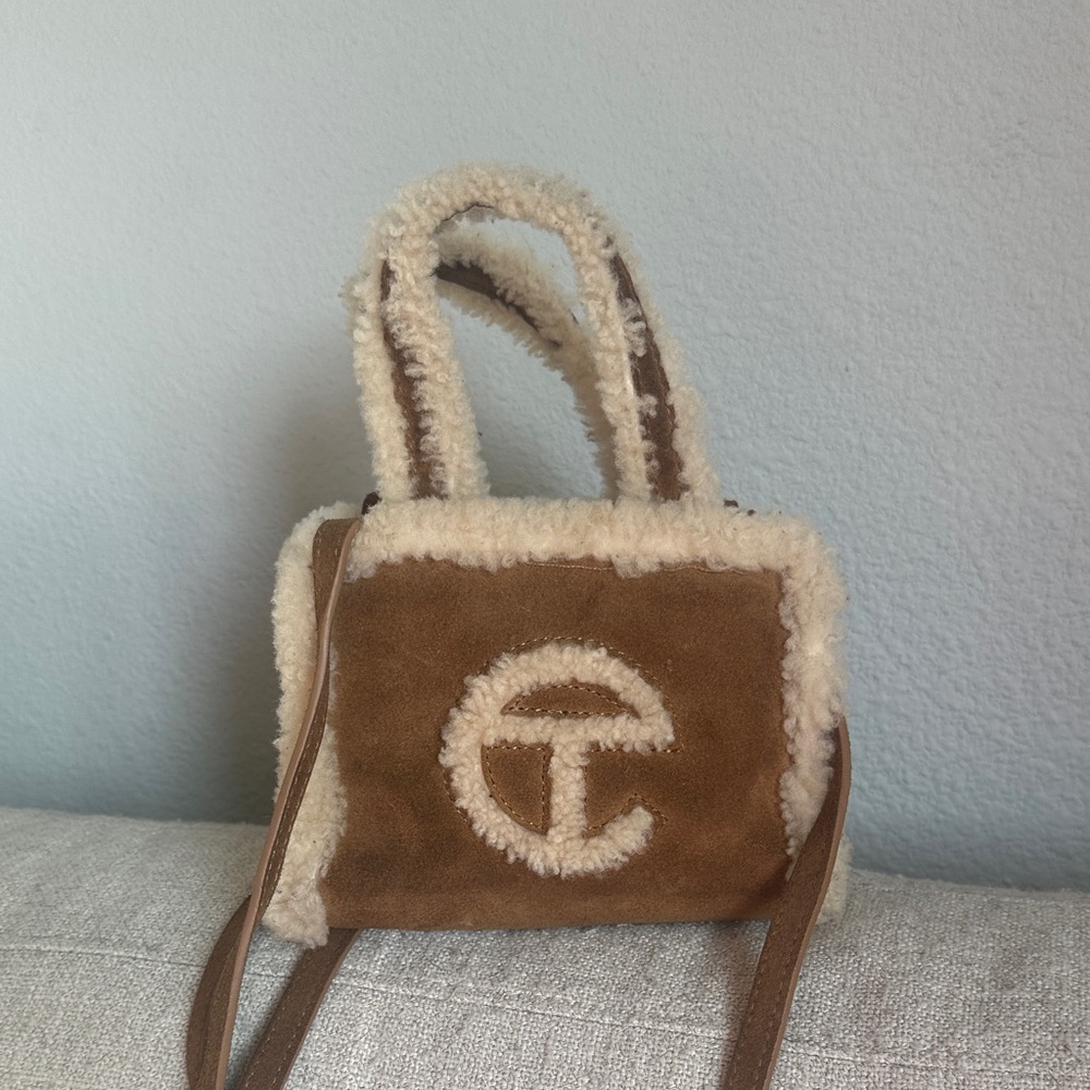 UGG x Telfar Brown and Cream Shearling Mini Bag
